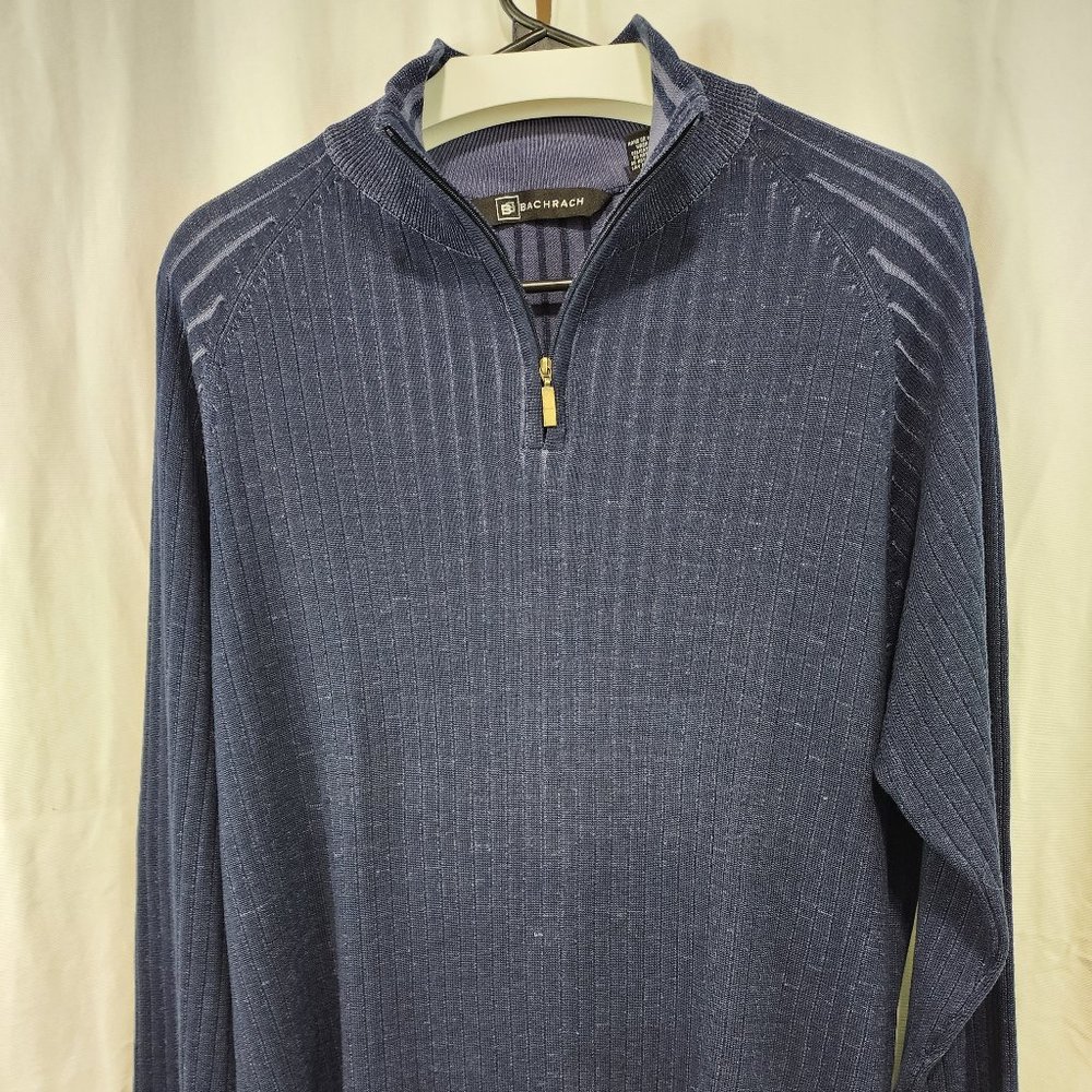 Bachrach blue heather quarter zip sweater, size XLarge